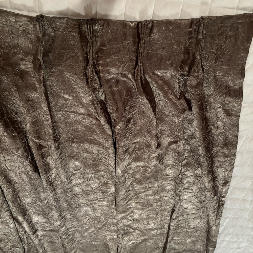 JC Penney Home Wide pinch pleat drapes curtains green crinkle lined 96X63 1 pair